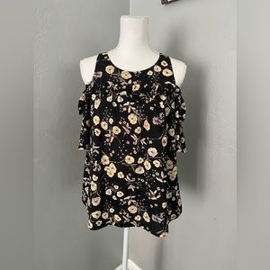 Lauren Conrad cold shoulder floral top size XS